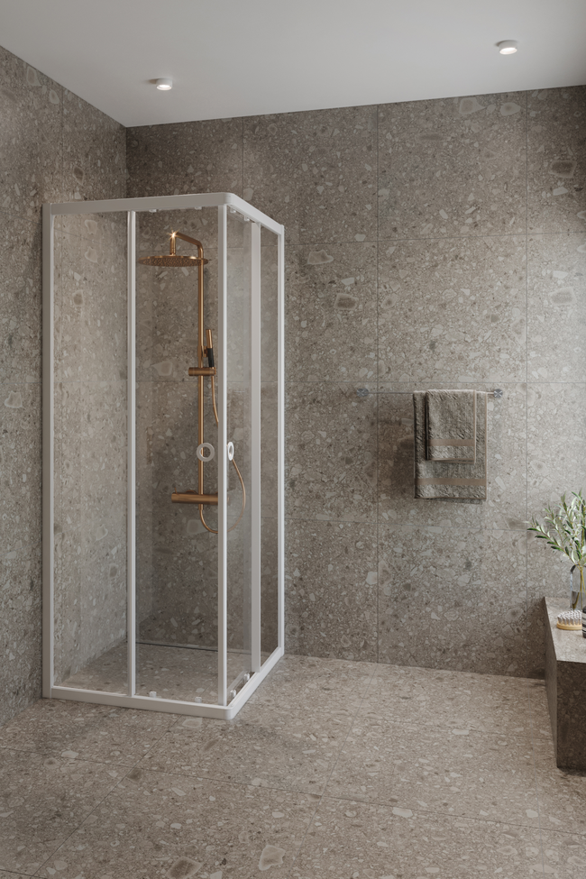 Shower enclosure with fixed walls and sliding doors Forma 431