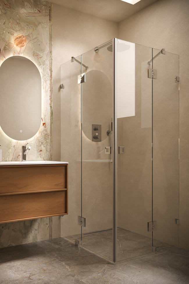 Shower enclosure with hinged doors with fixed parts Vetro 548 (514x514)