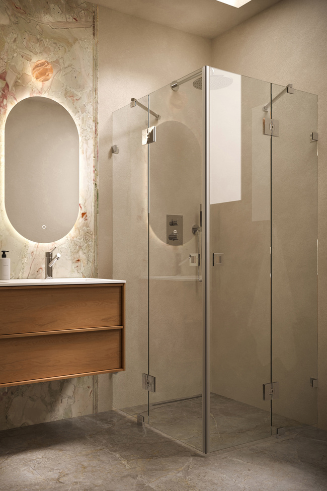 Shower enclosure with hinged doors with fixed parts Vetro 548 (514x514)