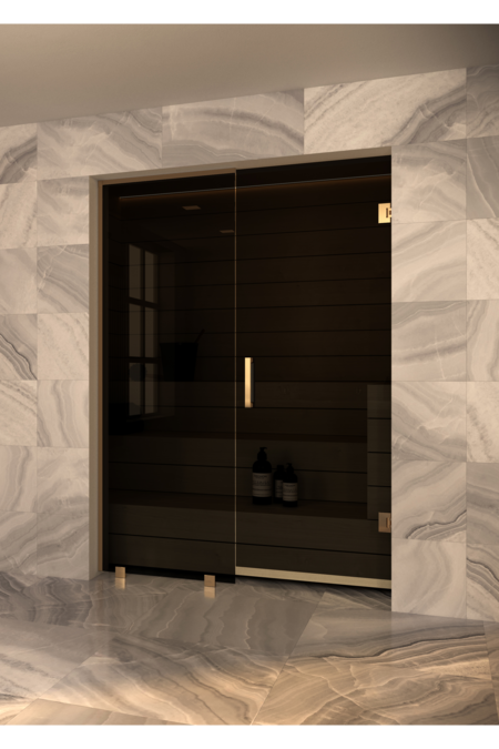 Sauna glass wall with fixed panel on handle side Vetro S57