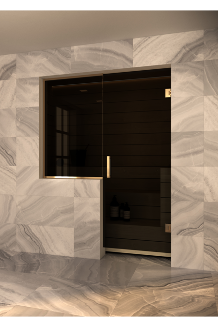 Bastu glasvägg med fönster på handtagssidan Vetro S59