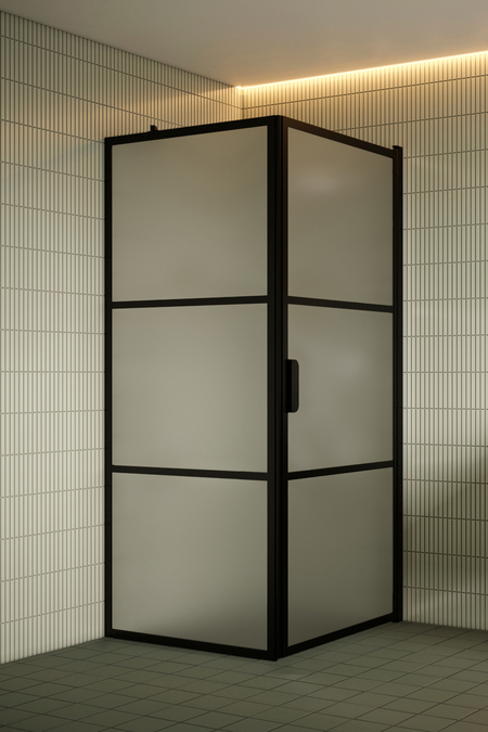 Shower enclosure with a fixed wall and hinged door Bläk 760 Tokyo