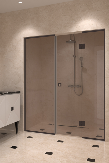 Nisch med fast vägg och vändbar dörr med en fast del Vetro 551