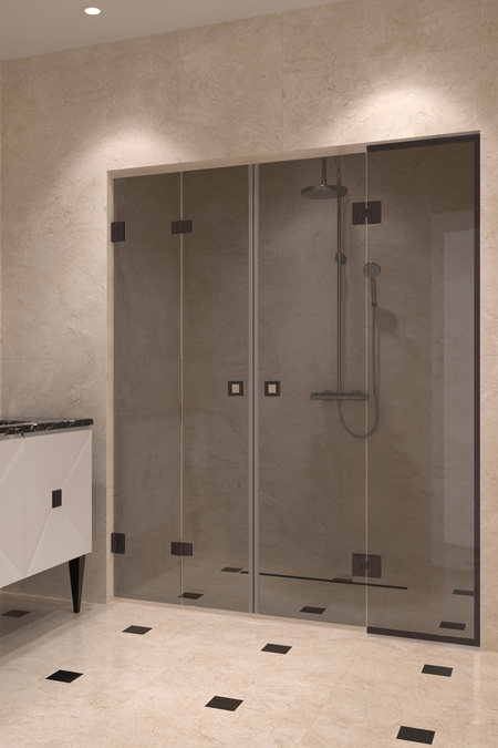 Nisch med vikbar dörr och vändbar dörr med en fast del Vetro 553