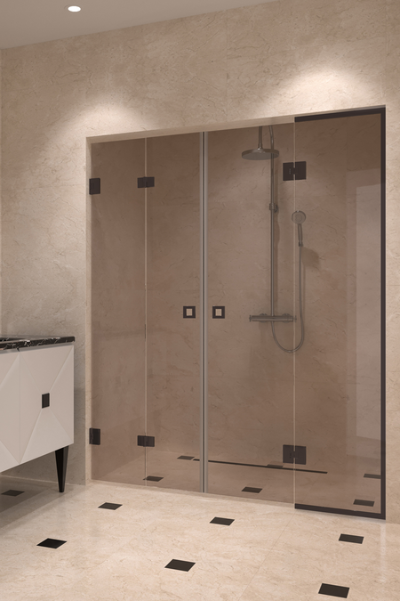 Nisch med vikbar dörr och vändbar dörr med en fast del Vetro 553