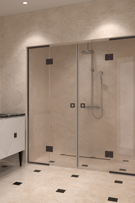 Nisch med vändbara pardörrar, som har fasta delar Vetro 554