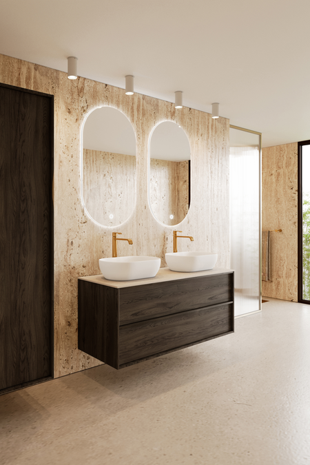 Cabinet with two oval countertop basins Casa H14