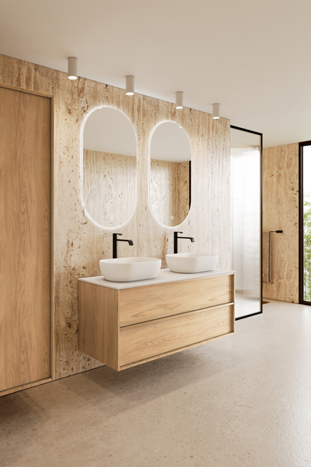 Cabinet with two oval countertop basins Casa H14