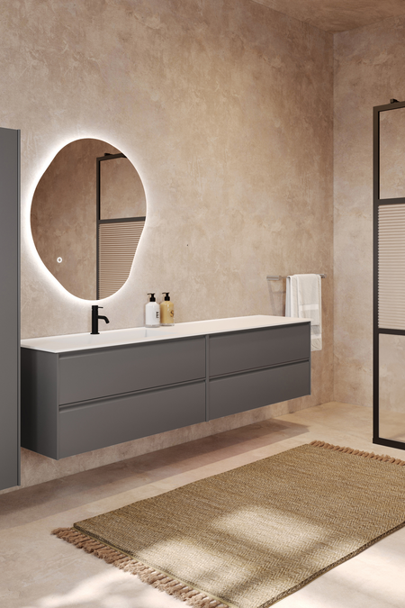 Tupla-allaskaluste Corian tasoaltaalla Luna L06