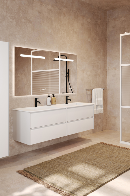 Double cabinet with Corian twin basin Luna L07