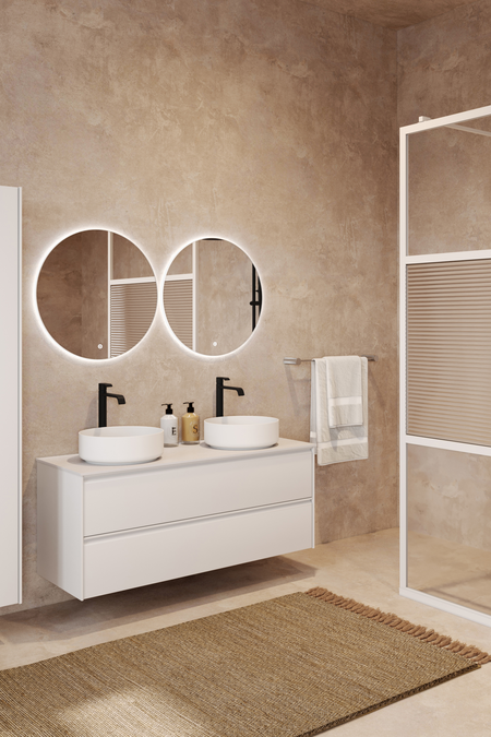 Allaskaluste kahdella pyöreällä malja-altaalla Luna L10