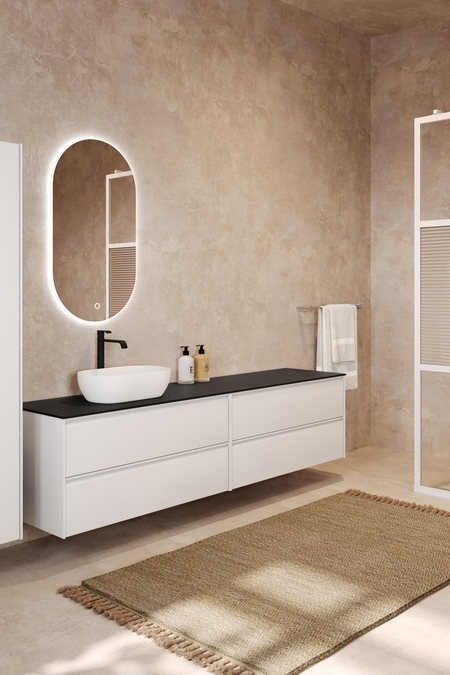 Double cabinet with oval countertop basin Luna L13