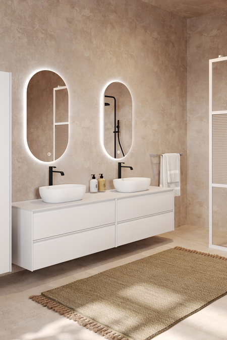 Tupla-allaskaluste kahdella ovaalilla malja-altaalla Luna L15