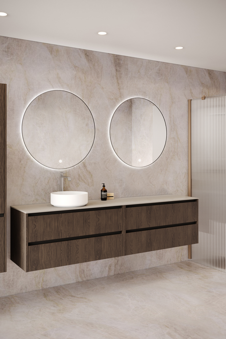 Double cabinet with round countertop basin Classic K04