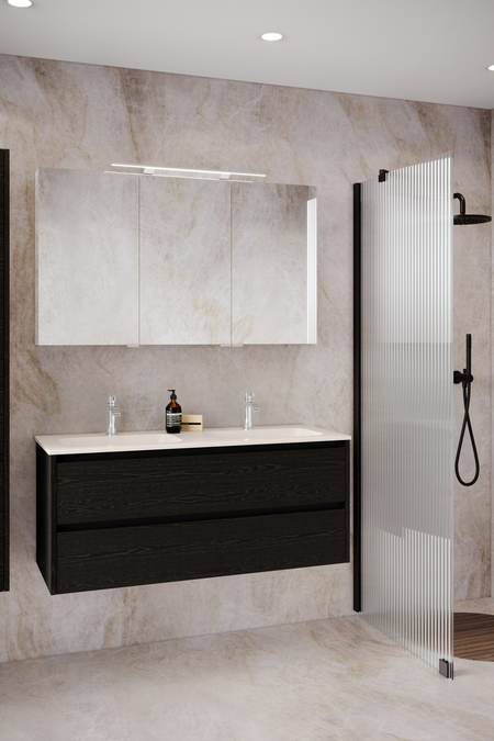 Cabinet with ceramic twin basin Classic K02