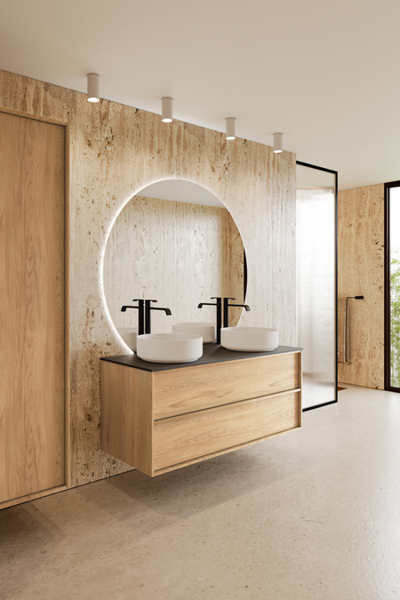 Cabinet with two round countertop basins Casa H10