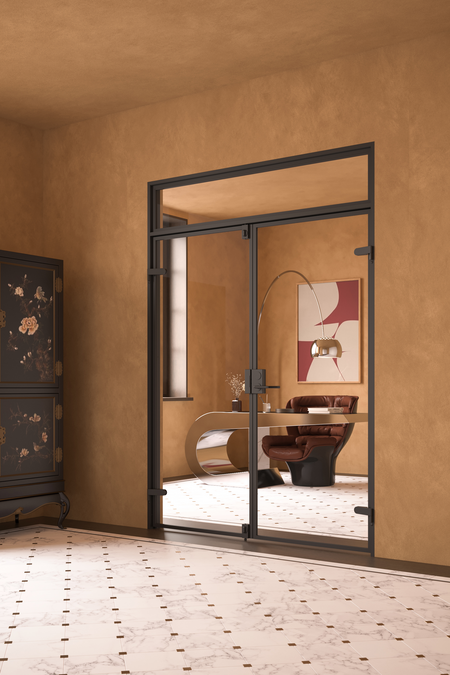 Jambed glass doors with lever bolts and upperwindow Inne M16 New York