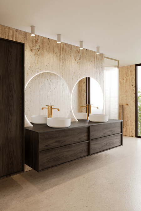 Tupla-allaskaluste kahdella pyöreällä malja-altaalla Casa H11