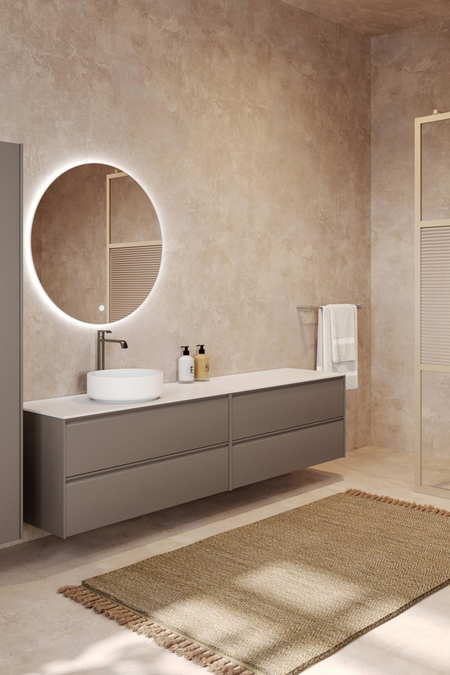 Double cabinet with round countertop basin Luna L09