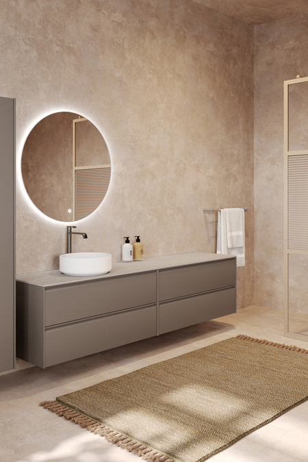 Double cabinet with round countertop basin Luna L09