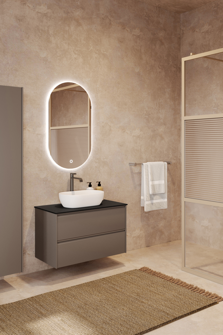 Cabinet with oval countertop basin Luna L12