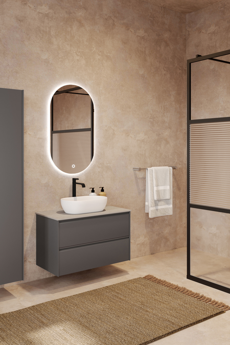 Cabinet with oval countertop basin Luna L12