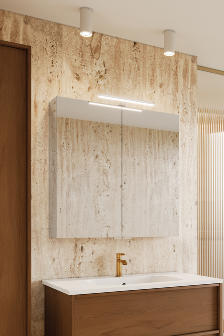 Two door mirror caibnet with top lighting Modena Q06