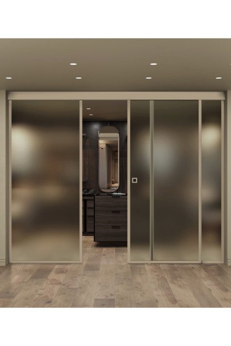 Parskjutdörr med soft closing-mekanism och två fasta paneler Inne C3N New York