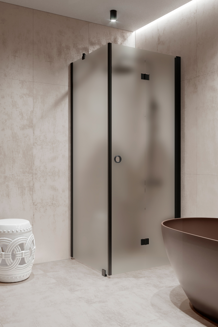 Shower enclosure with a fixed wall and folding door Forma 369