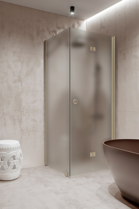 Shower enclosure with a fixed wall and folding door Forma 369