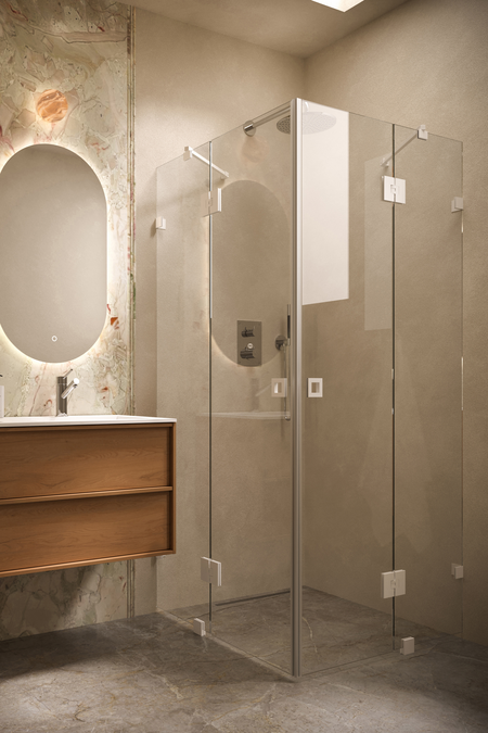 Duschhörn med vändbara dörrar, som har fasta delar Vetro 548 (514x514)