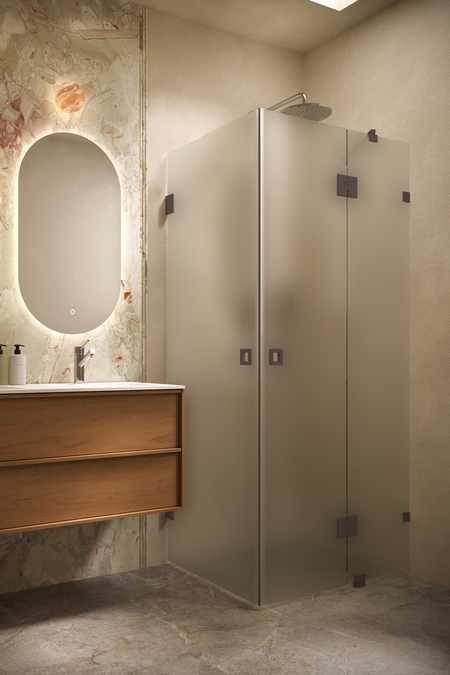 Shower enclosure with hinged doors one of which has a fixed part Vetro 545 (512x514)