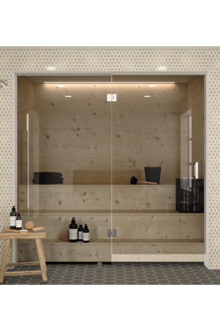 Saunan lasiseinä saranapuolen sivulasilla Classic 652