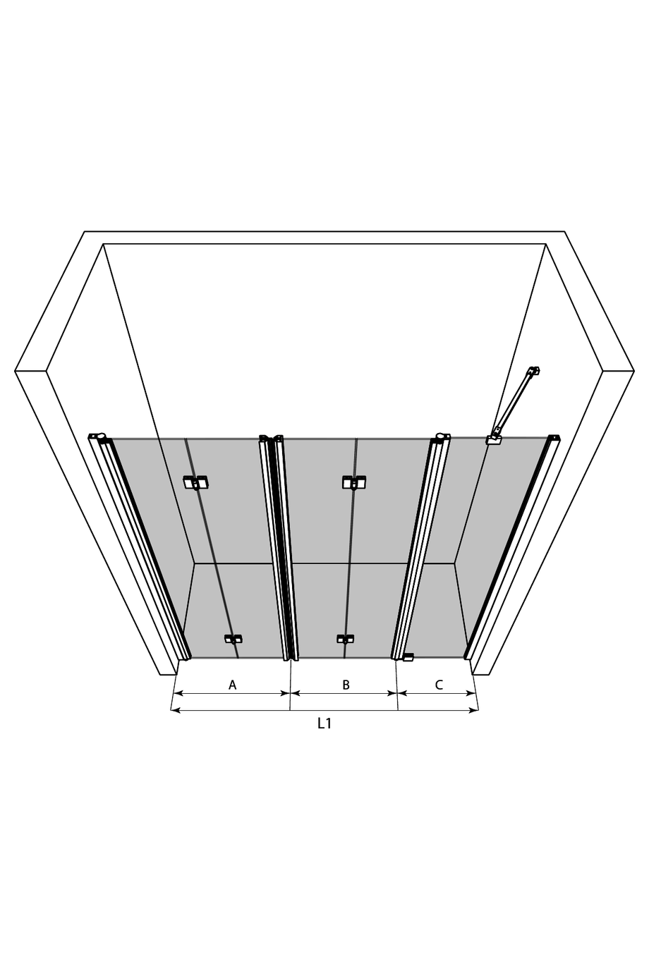 3d Alcove fitting with a hinged double door where one of which has a fixed part Infinia 247 (213+215)