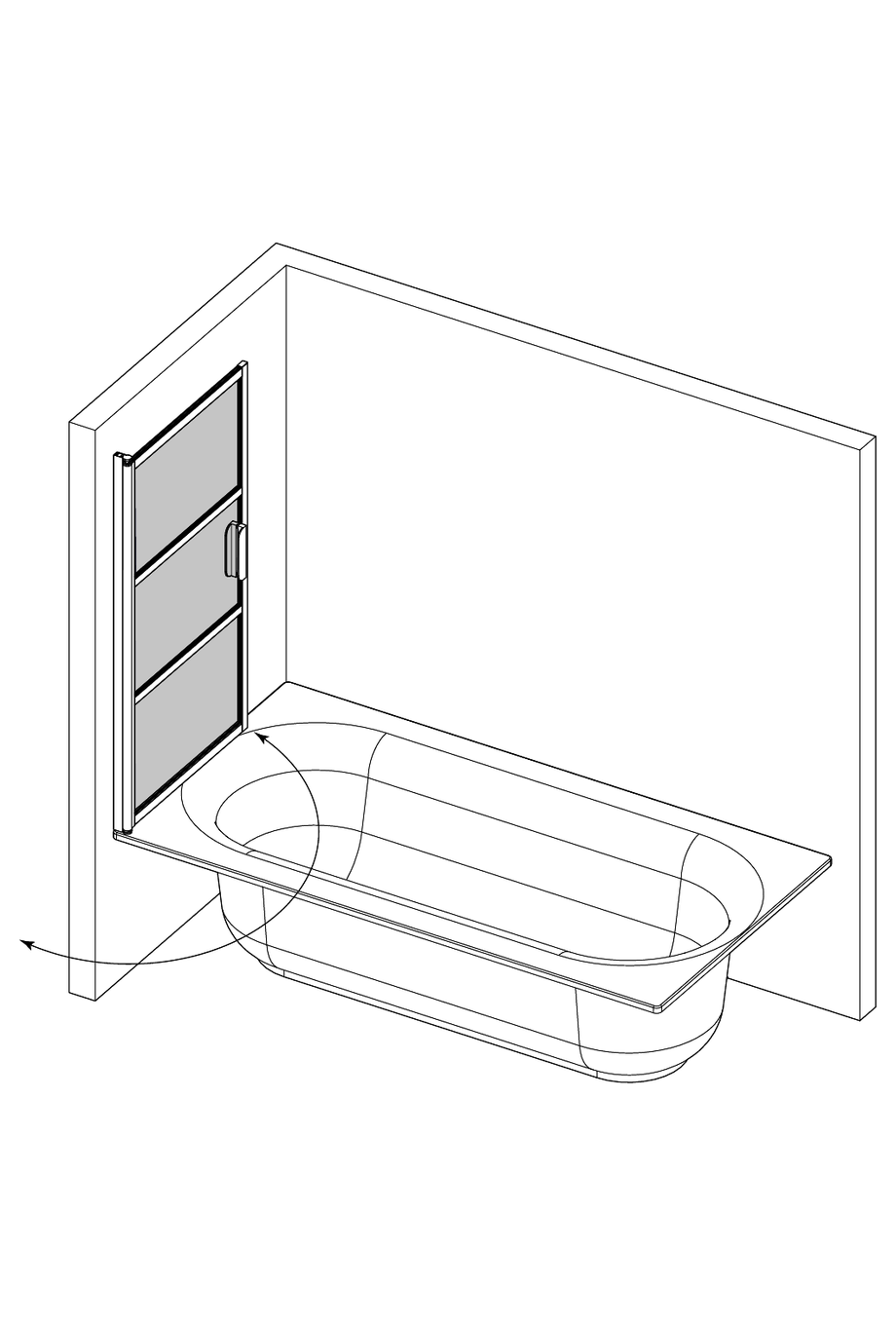 3d Hinged bathwall Bläk B2T Tokyo